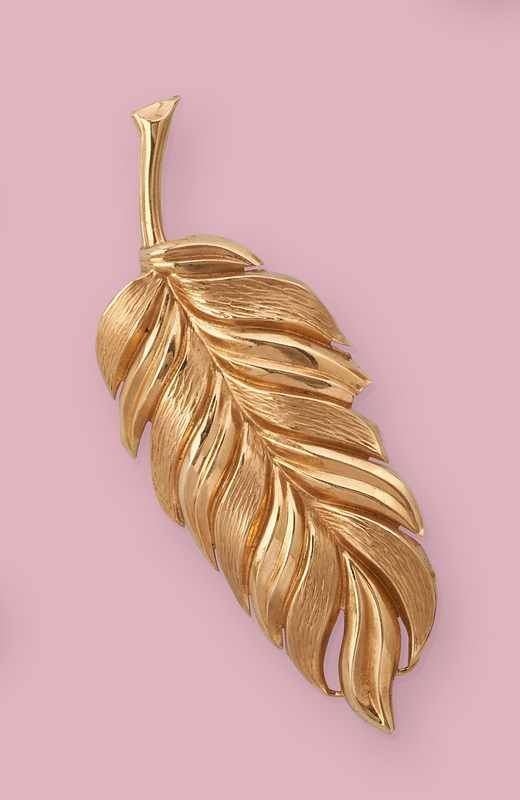 BROCHE plume en or (750mm).