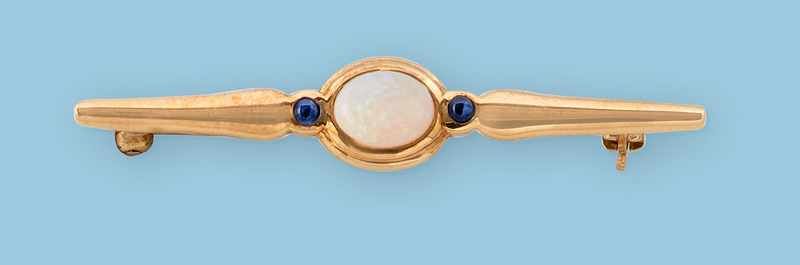 PETITE BROCHE barrette en or (750mm), opale...