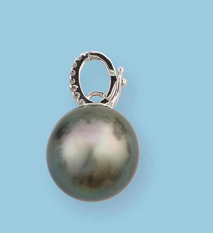 PENDENTIF en or gris (750) orné d'une perle...