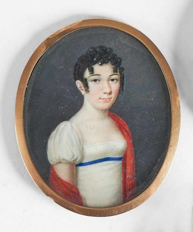 MINIATURE ovale gouachée représentant un...