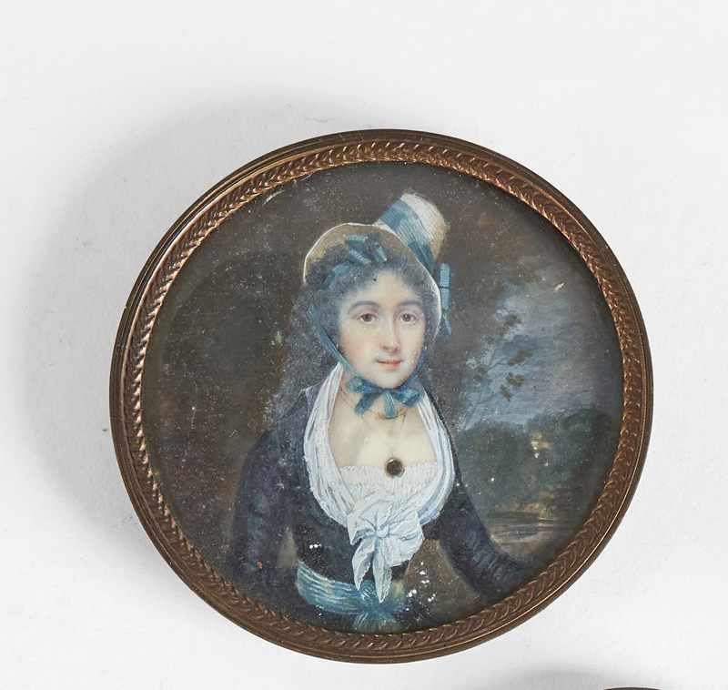 MINIATURE ronde gouachée représentant une...