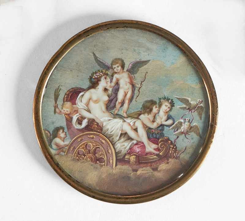 MINIATURE ronde gouachée représentant le...