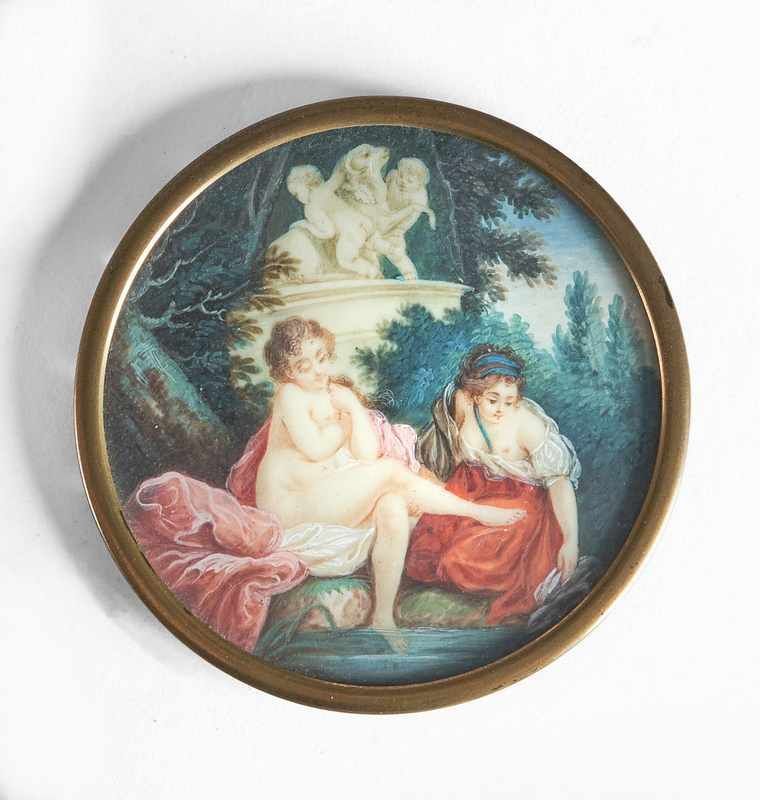 MINIATURE ronde gouachée dans le goût de...