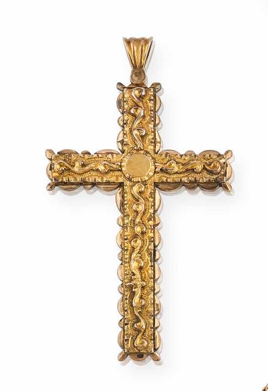 GRANDE CROIX en pendentif en argent et or...