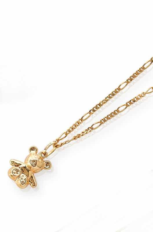 CHAÎNE et PENDENTIF ourson en or (750).