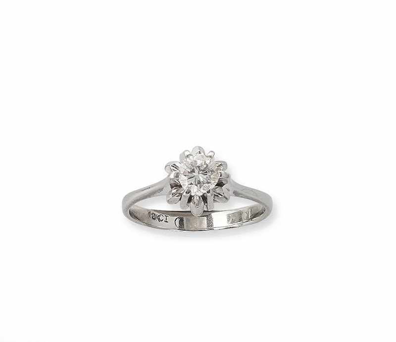 SOLITAIRE en or gris (750) avec diamant 0,5...
