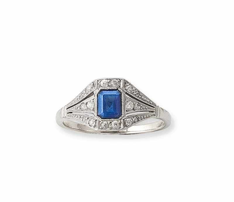 BAGUE en or gris (750)  et platine, sertie...