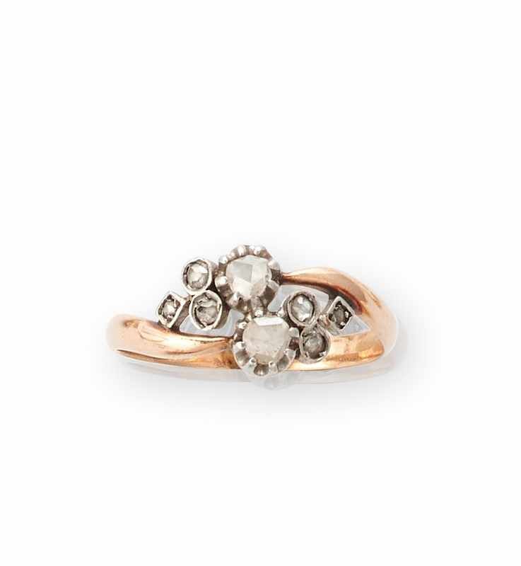BAGUE TOI ET MOI en or (750) sertie d'éclats...