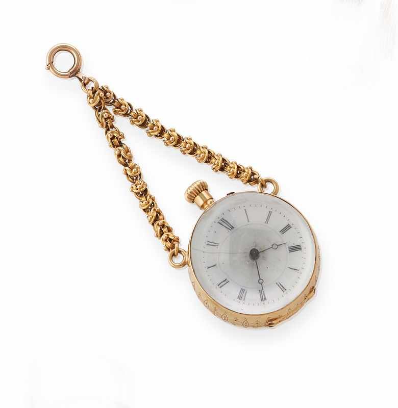 PENDENTIF-MONTRE GLOBE à monture en (750)...