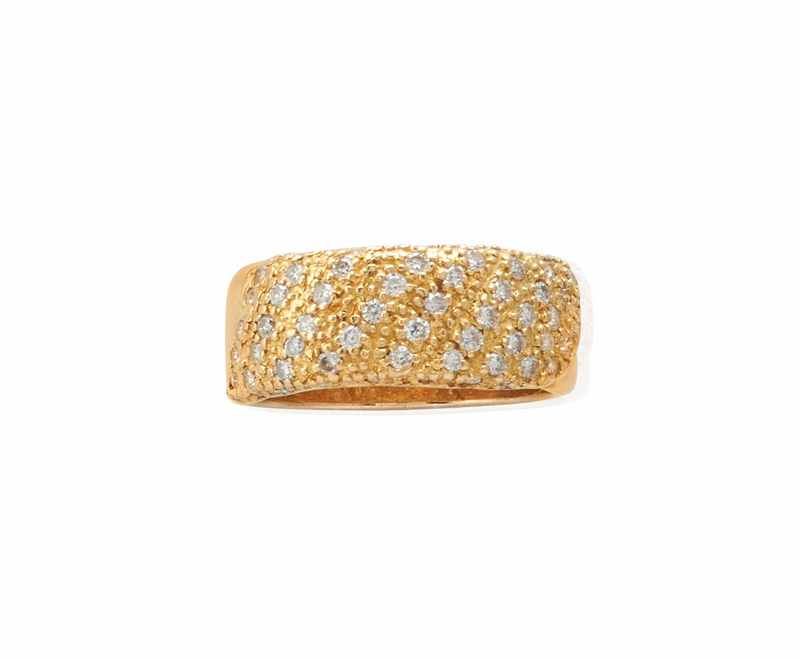 BAGUE en or jaune (750) sertie de diaman...