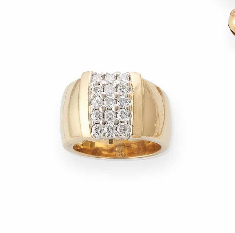 LARGE BAGUE DÔME en or jaune et gris (750)...