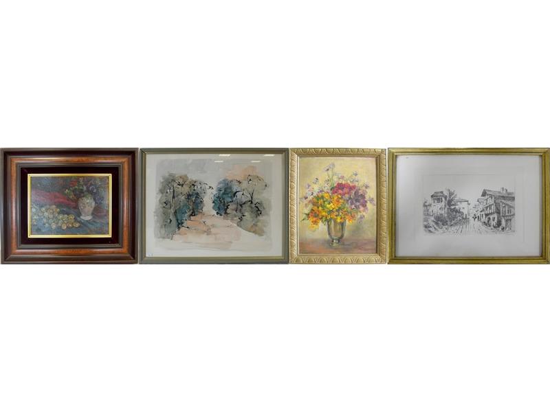 4 PIECES encadrées: