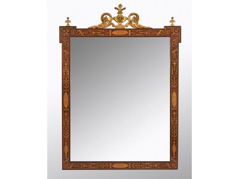 MIROIR rectangulaire en marqueterie de rinceaux...