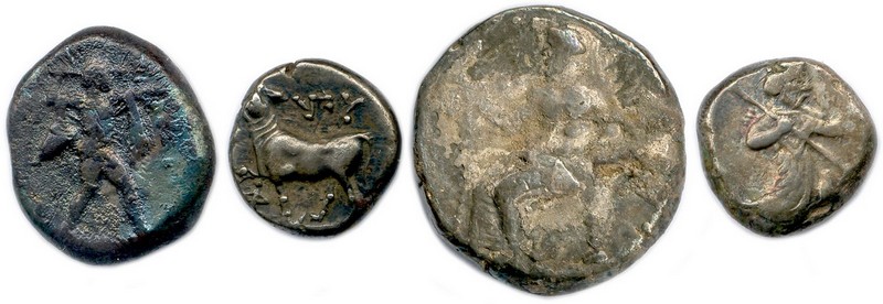 QUATRE MONNAIES grecques en argent :