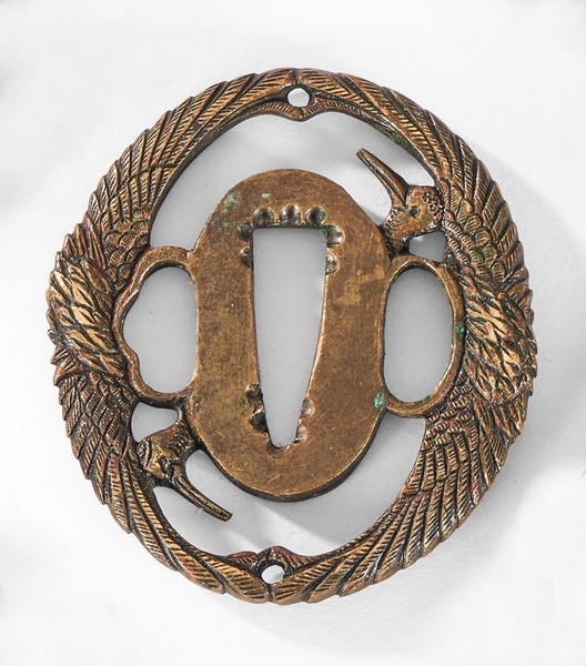 TSUBA ovale en bronze de patine anciennement...