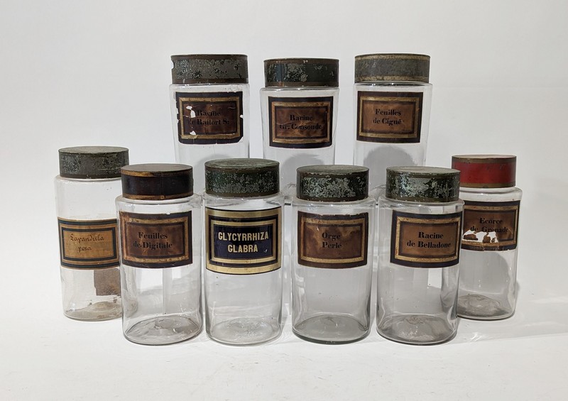 ENSEMBLE DE 9 POTS A PHARMACIE en verre soufflé...
