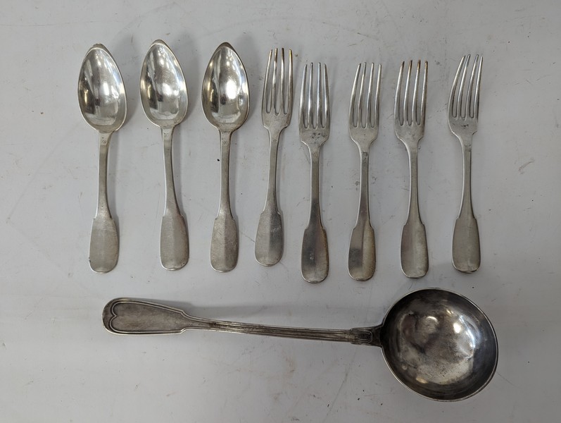 PARTIE DE SERVICE en argent modèle uniplat...