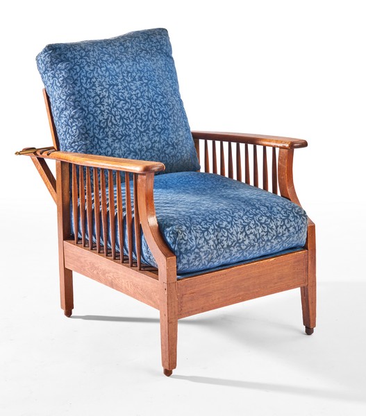 FAUTEUIL DE REPOS en acajou à dossier inclinable...