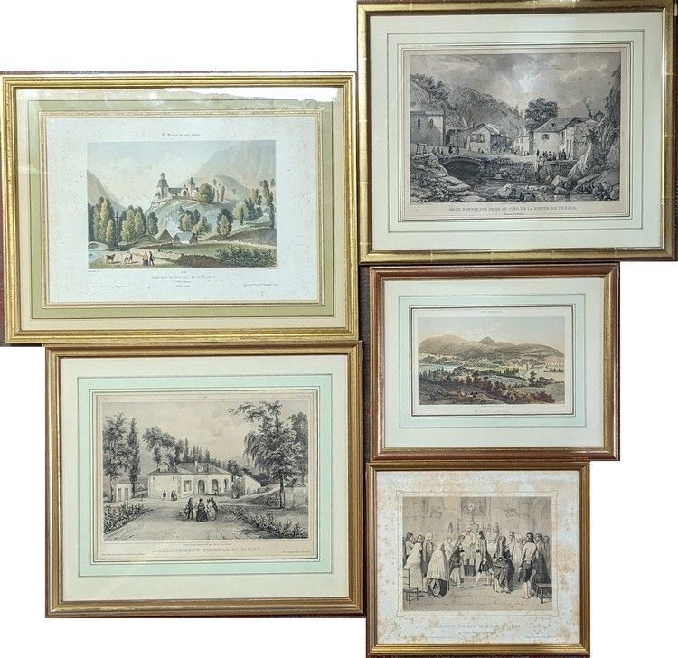 CINQ LITHOGRAPHIES représentant des scènes...