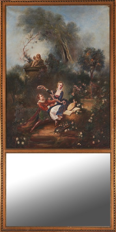 TRUMEAU rectangulaire, dans un cadre en bois...