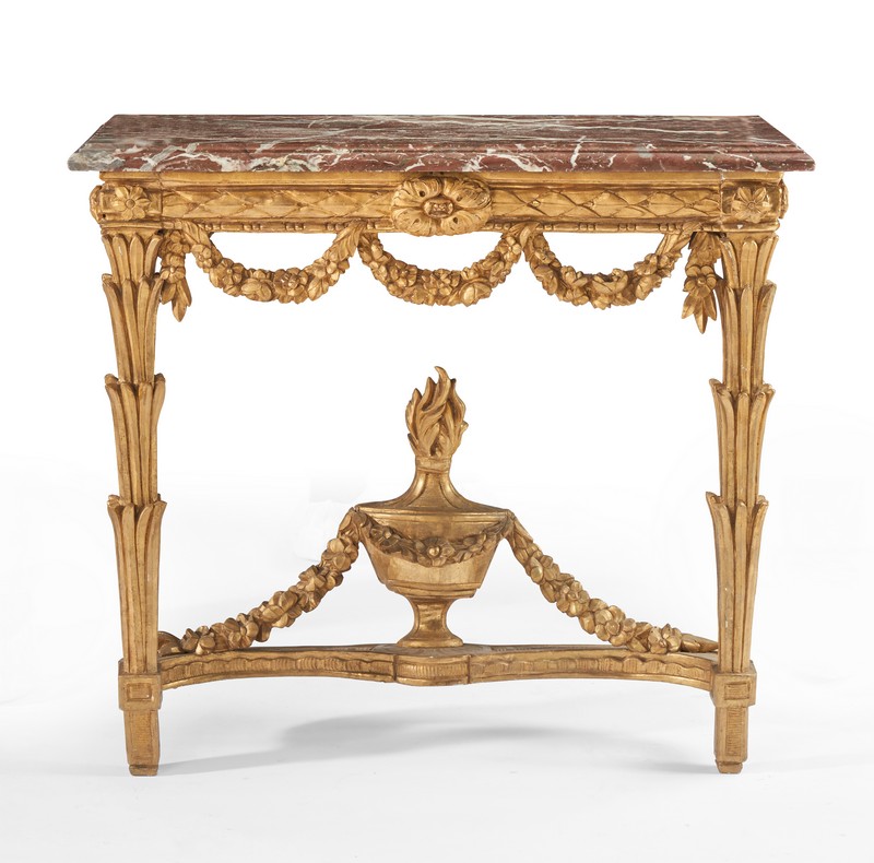 CONSOLE rectangulaire en bois sculpté et...