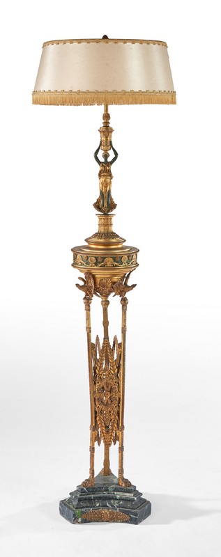 GRANDE LAMPE DE PARQUET en bronze et métal...
