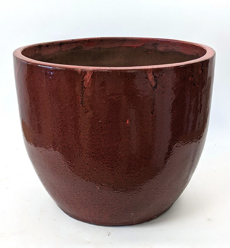 POT DE JARDIN en céramique émaillée rouge...