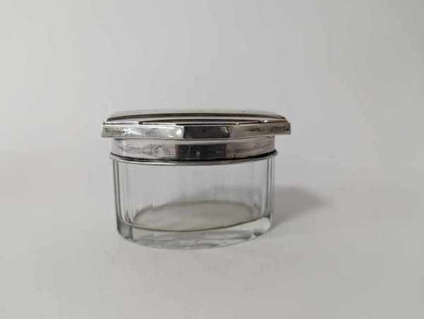 POUDRIER OVALE en verre avec couvercle en...