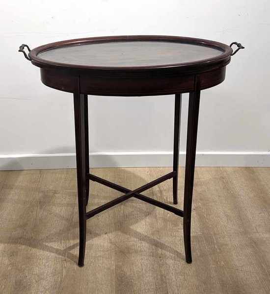 TABLE DESSERTE ET SON PLATEAU en placage...