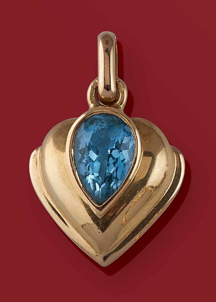 PENDENTIF cœur en or jaune (750) et topaze...