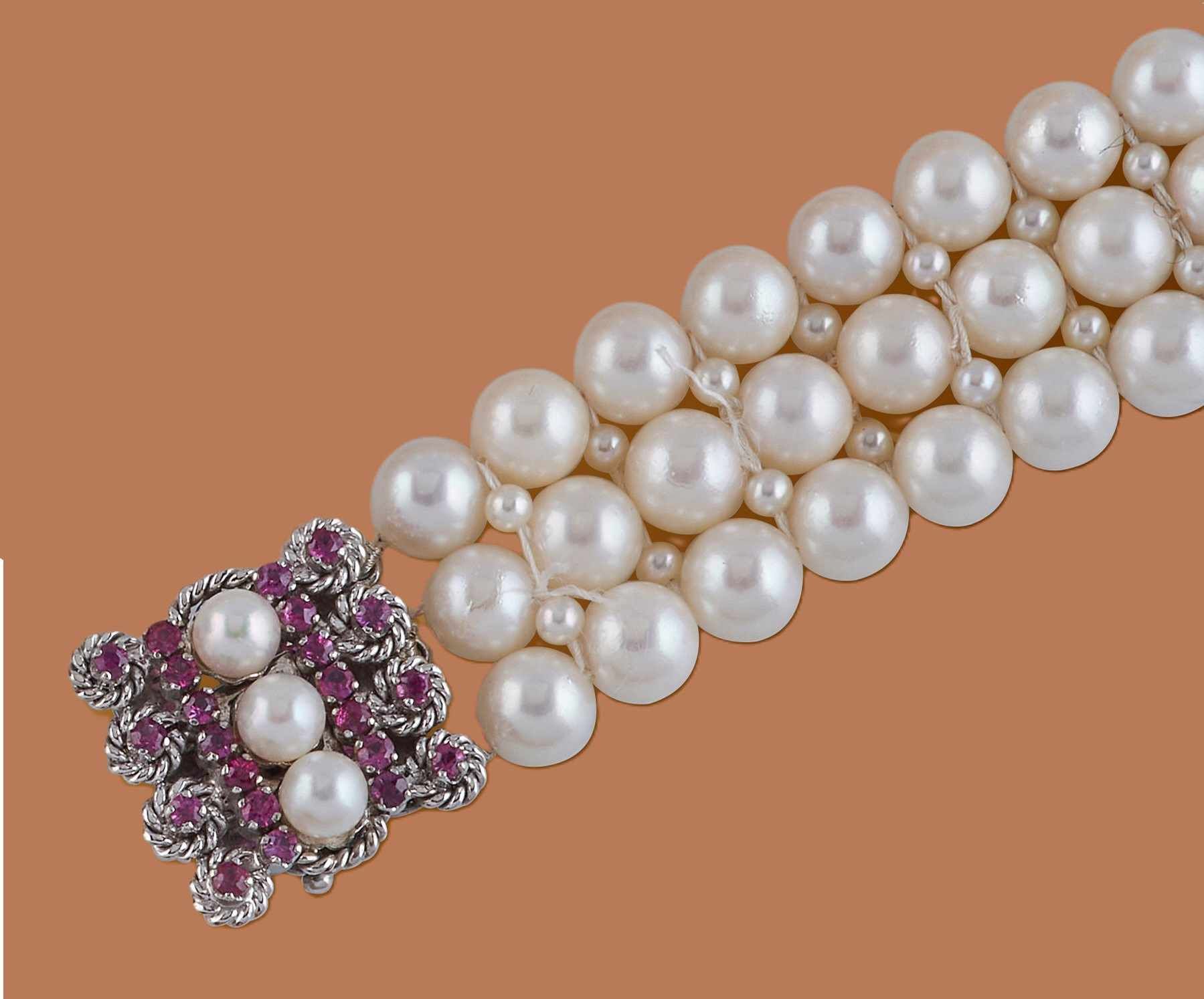 BRACELET PERLES DE CULTURE choker tressées...