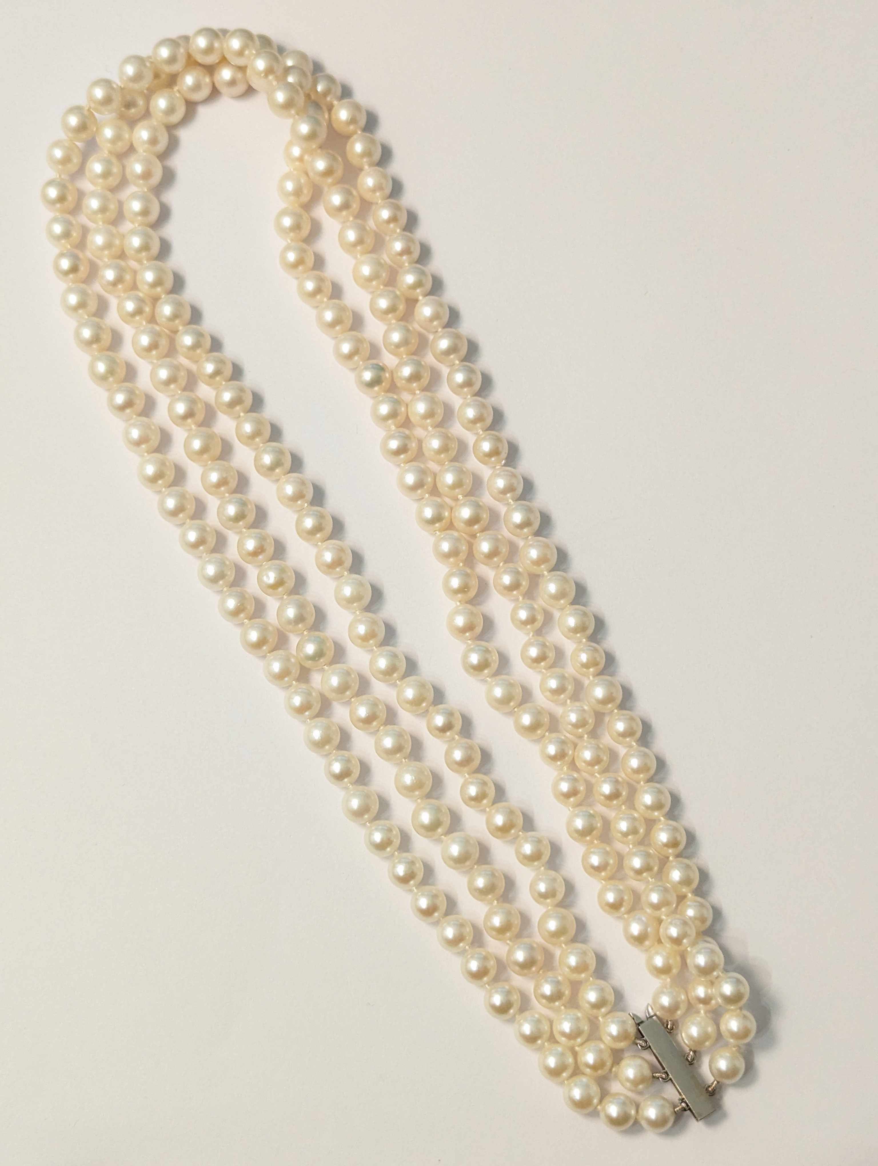 COLLIER TROIS RANGS PERLES DE CULTURE choker....