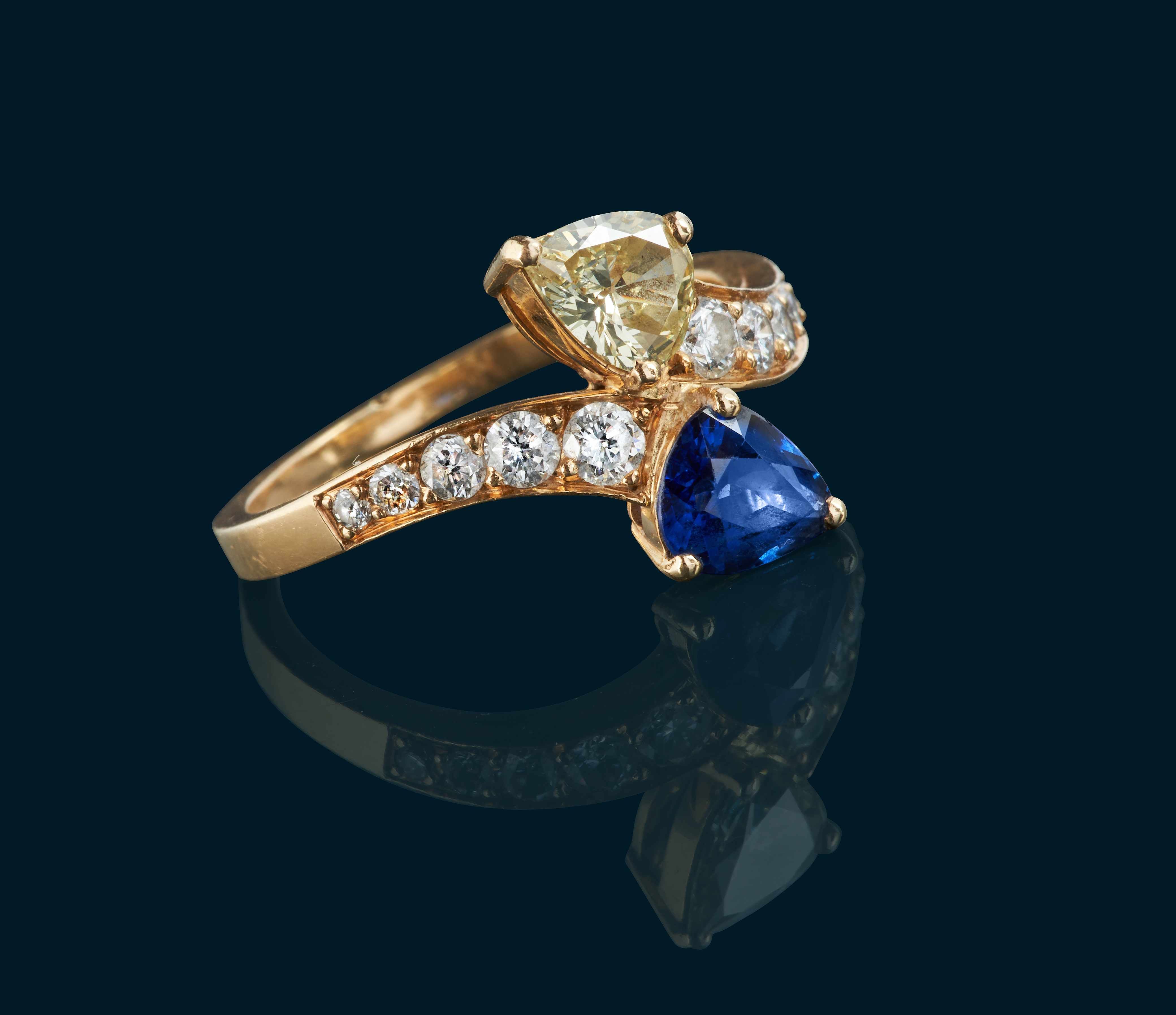 BAGUE VOUS ET MOI or jaune (750), saphir...