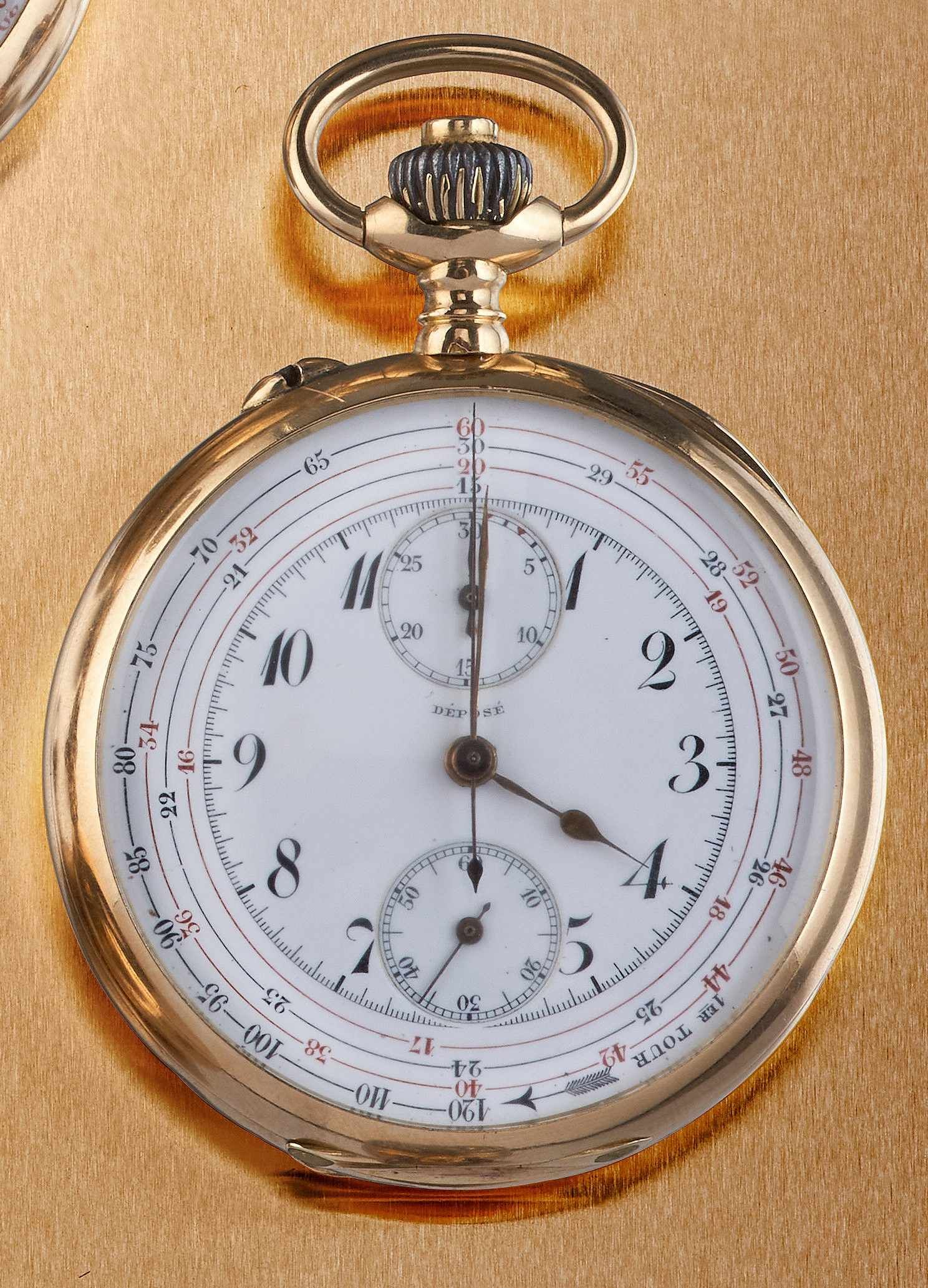 MONTRE DE POCHE chronomètre, en or jaune...