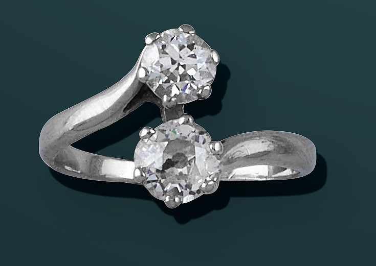 BAGUE VOUS ET MOI, en or gris (750) avec...