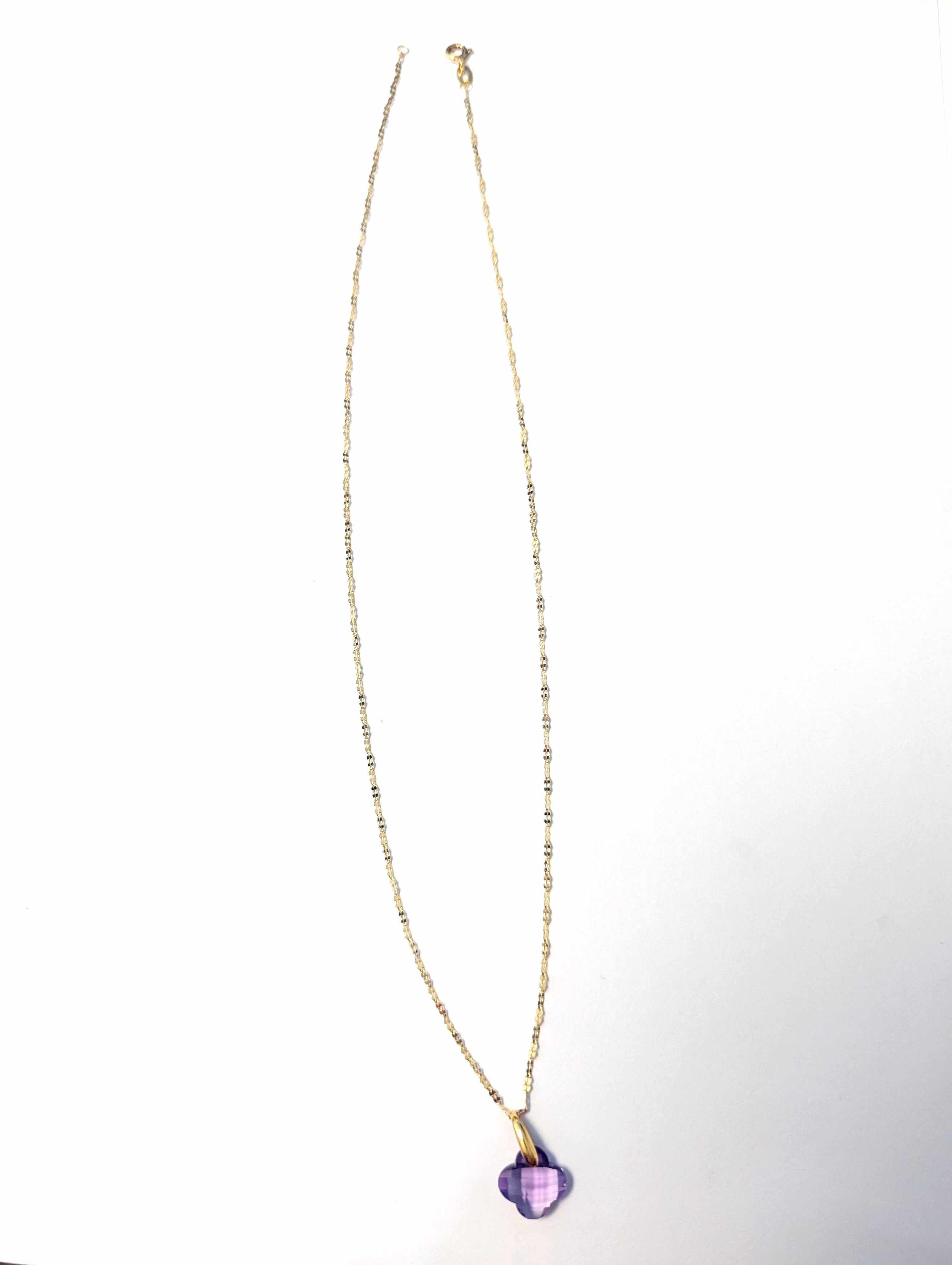 COLLIER CHAINE en or jaune (750) et son améthyste...