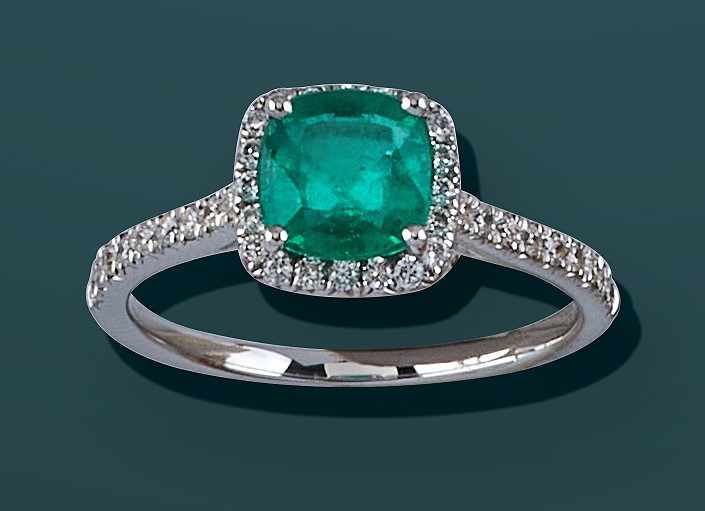 BAGUE en or gris (750), émeraude carrée (origine...