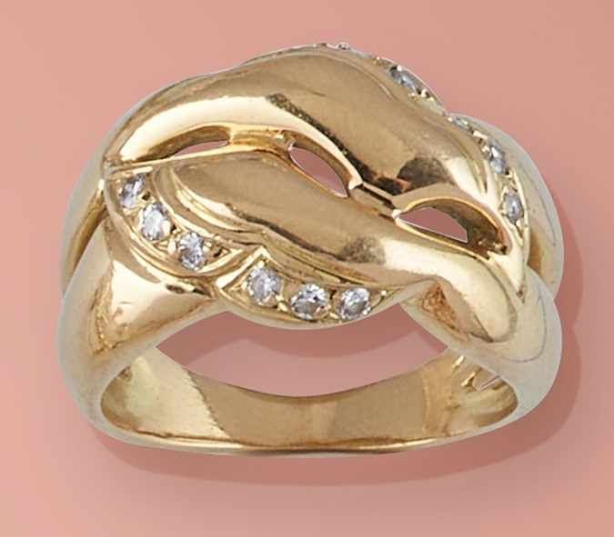 BAGUE en or jaune (750) et petits diaman...