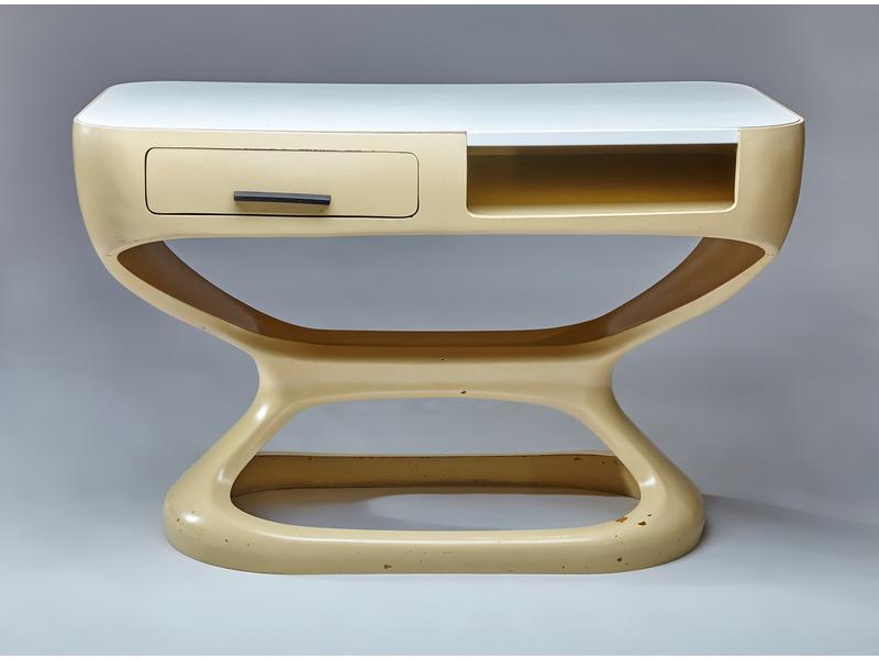 BUREAU en fibre de verre laqué crème ouvrant...