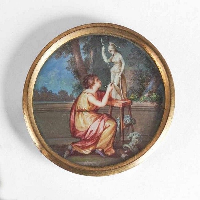 MINIATURE ronde gouachée représentant une...