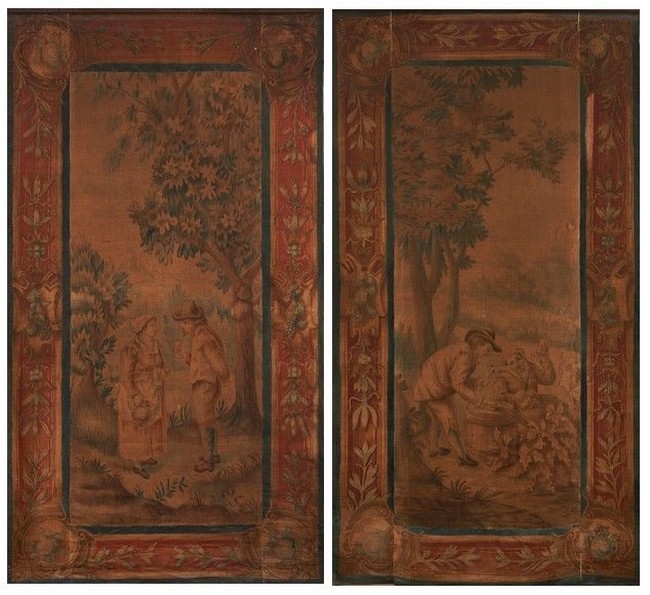 DEUX TOILES PEINTES dites projets de tapisserie...