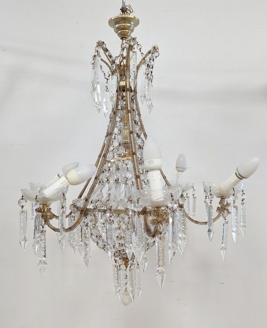 LUSTRE type montgolfière à six bras de lumière...