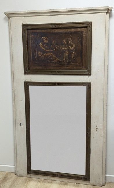 TRUMEAU rectangulaire en bois laqué blanc...
