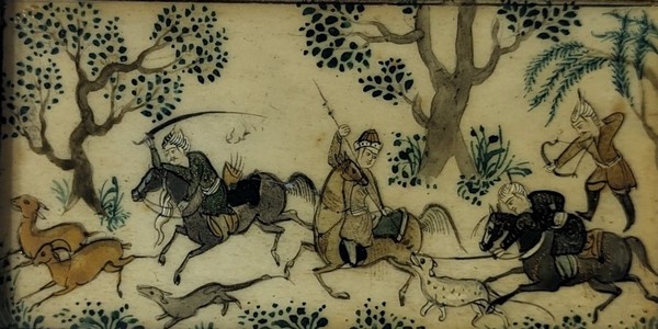 MINIATURE sur os représentant une scène de...