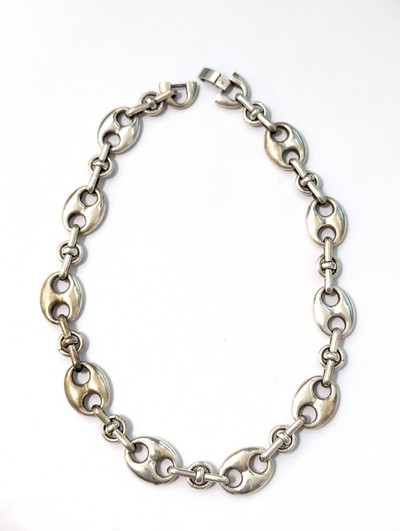 COLLIER en argent (925) à large mailles grain...