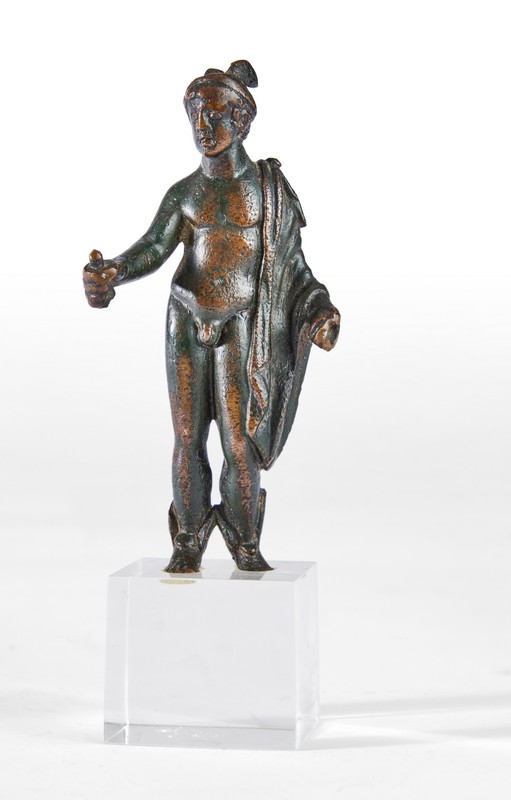 STATUETTE DE MERCURE à demi-nu et coiffé...