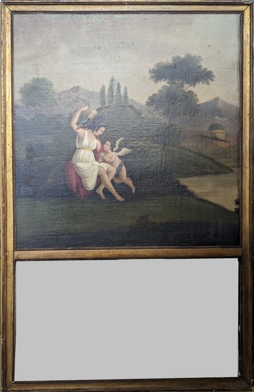 TRUMEAU rectangulaire en bois doré orné d'une...