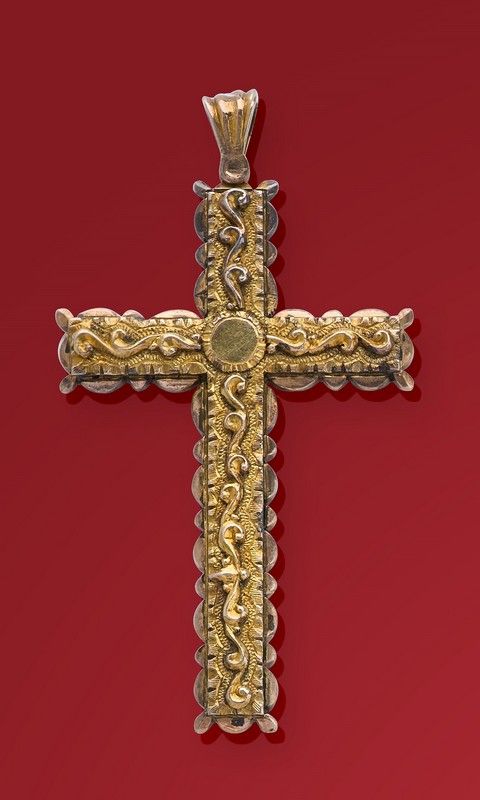 GRANDE CROIX en pendentif en argent et or...