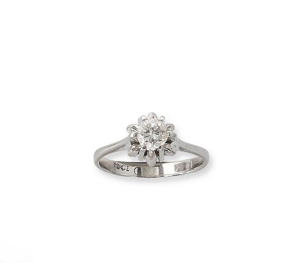 SOLITAIRE en or gris (750) avec diamant 0,5...
