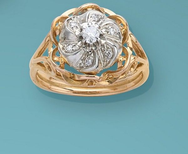 BAGUE or (750) sertie de petits diamants...